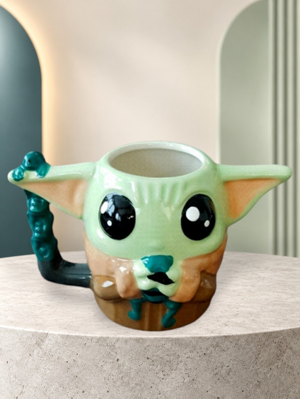 2021 Zak! Star Wars Mandalorian Grogu Frog 3D Sculpted Ceramic Mug 12 Oz